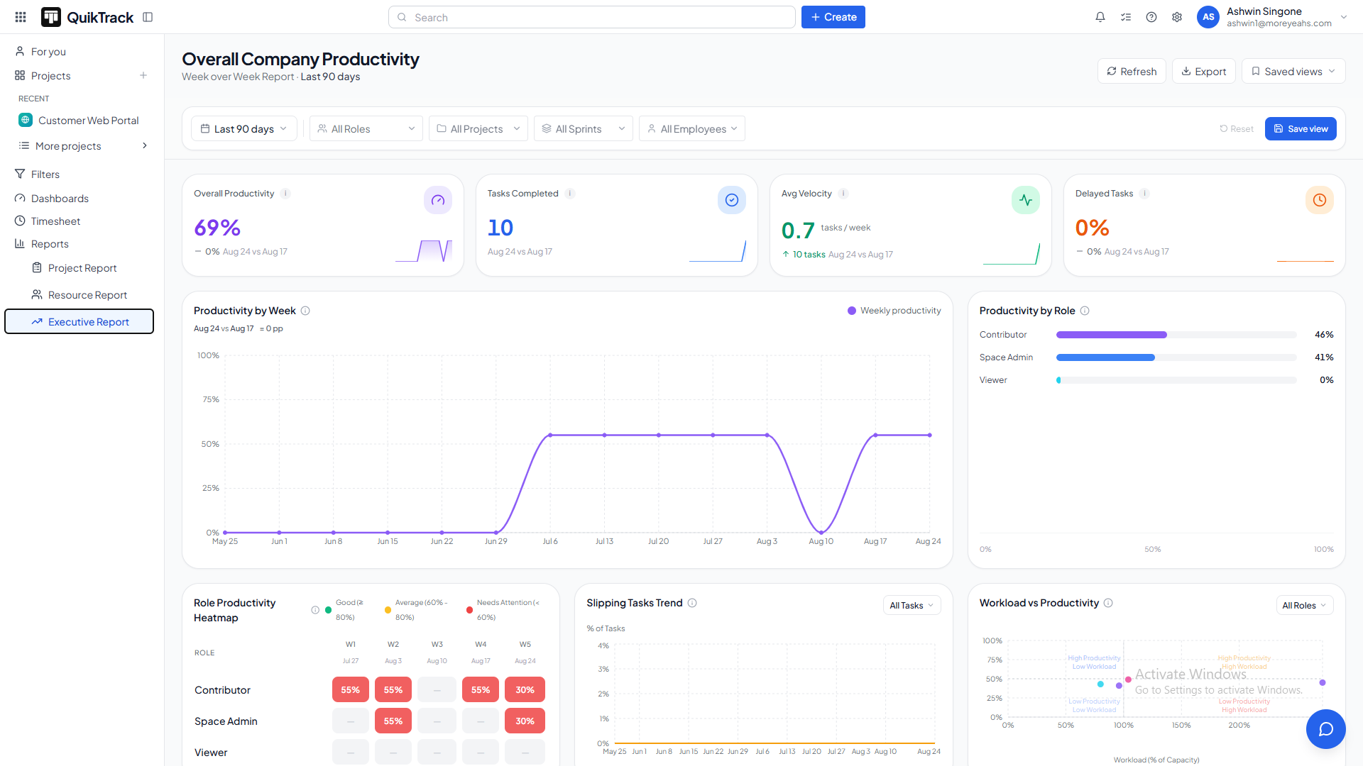 QuikProjects product screen